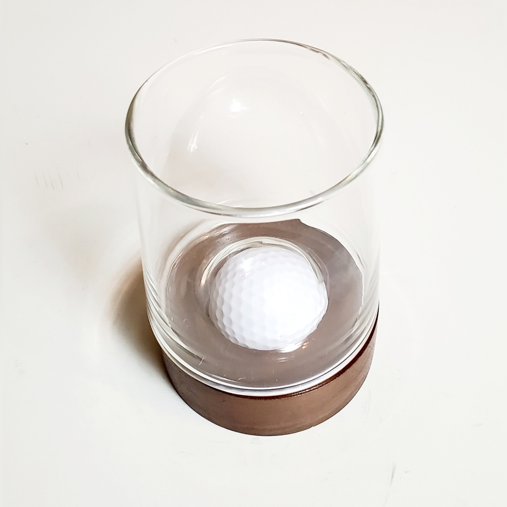 Golf Ball Whiskey Glass with Coaster